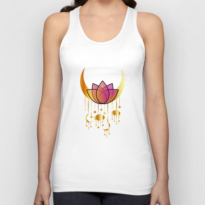 Mystic flower of life dreamcatcher with moons and stars Tank Top