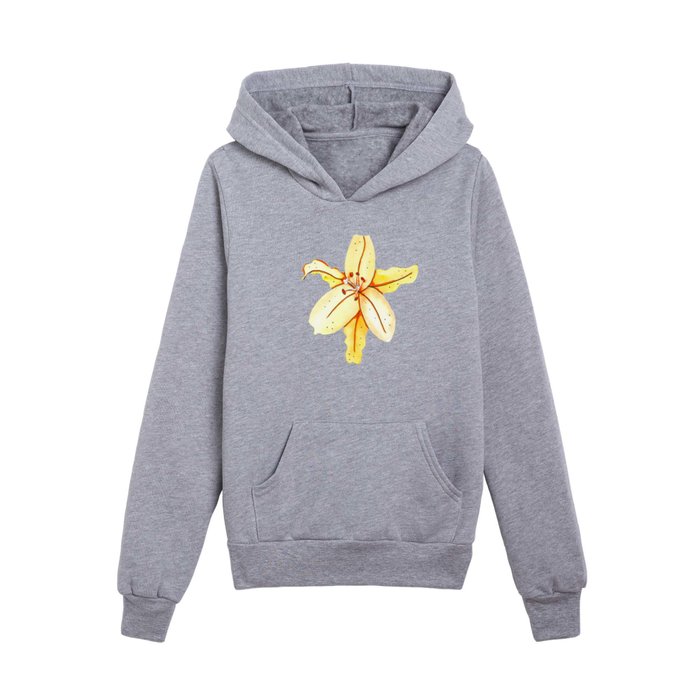 Yellow Lily on an Orange Background Kids Pullover Hoodie