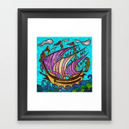 Gold and Glass Sail Boat Framed Art Print