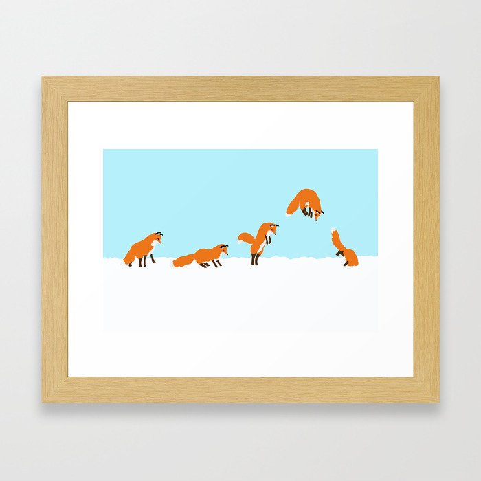The jumping fox Framed Art Print
