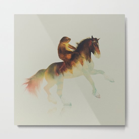 Sloth Riding a Horse Metal Print