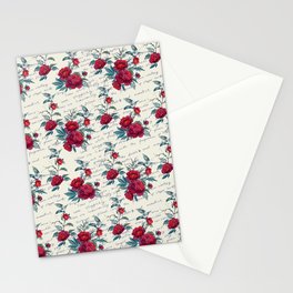 Vintage Trendy Red Peonies Letter Collection Stationery Card
