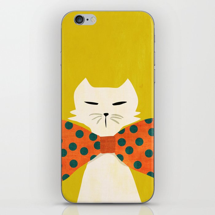 Cat with incredebly oversized humongous bowtie iPhone Skin
