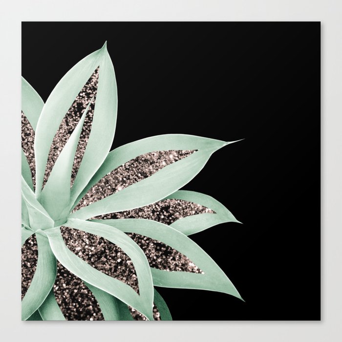 Agave Finesse Glitter Glam #2 (Faux Glitter) #tropical #decor #art #society6 Canvas Print