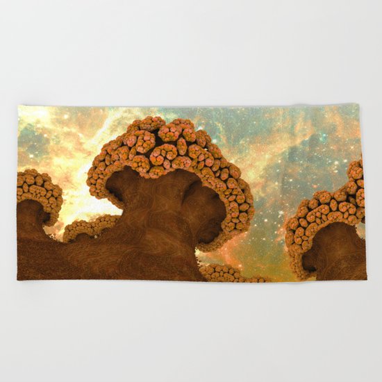 Broccoli Planet in Fall Beach Towel