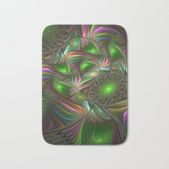 Colorful and Luminous, Abstract Fractal Art Bath Mat