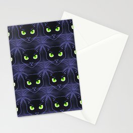 Modern Periwinkle Cats With Green Eyes Stationery Card