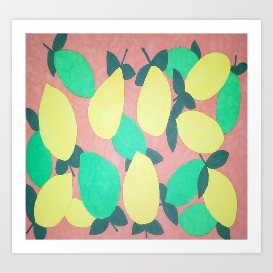 Lemony Fresh Citrus Pattern Art Print