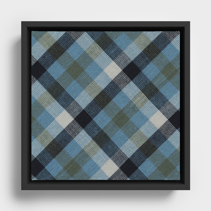 Blue gray plaid Framed Canvas