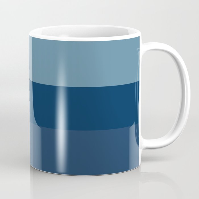 Blue Indigo Shades Horizontal Stripes Pattern Coffee Mug