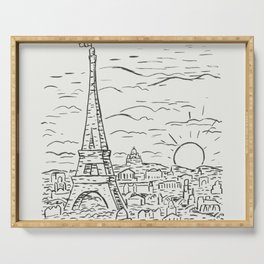View of the Eiffel Tower in Paris Serving Tray