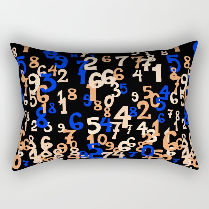 Falling numbers abstract background. Abstract background of color numbers. Pattern of randomly distributed numbers from zero to nine in color.  Rectangular Pillow