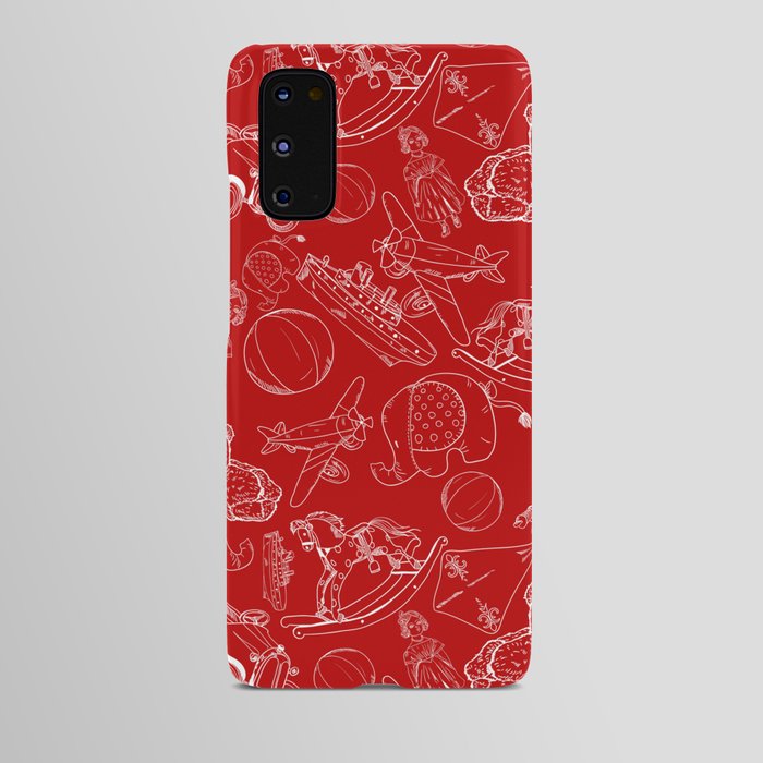 Red and White Toys Outline Pattern Android Case