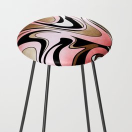 Liquify Watercolor // Blush Pink, Brown, Black and White Counter Stool