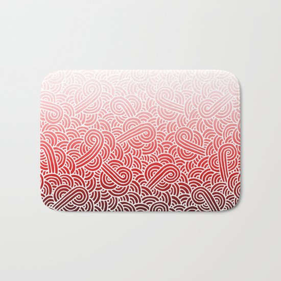 Ombre red and white swirls doodles Bath Mat