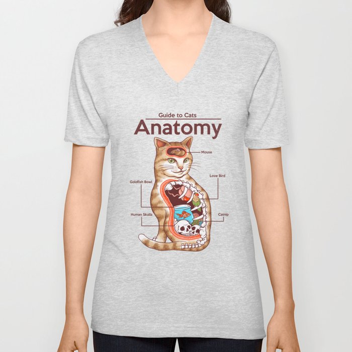 Anatomy of a Cat V Neck T Shirt