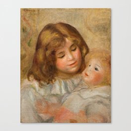 Little Girl with her Doll by Pierre-Auguste Renoir Canvas Print