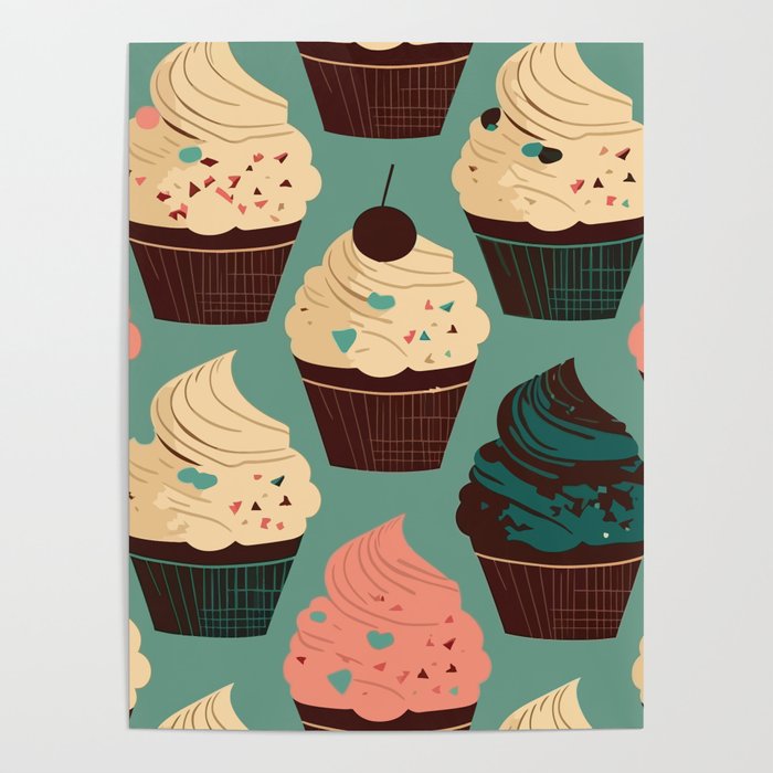 Cupcake Pattern Poster