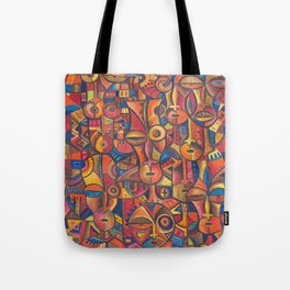 Faces VI painting from Cameroon, Africa Tote Bag