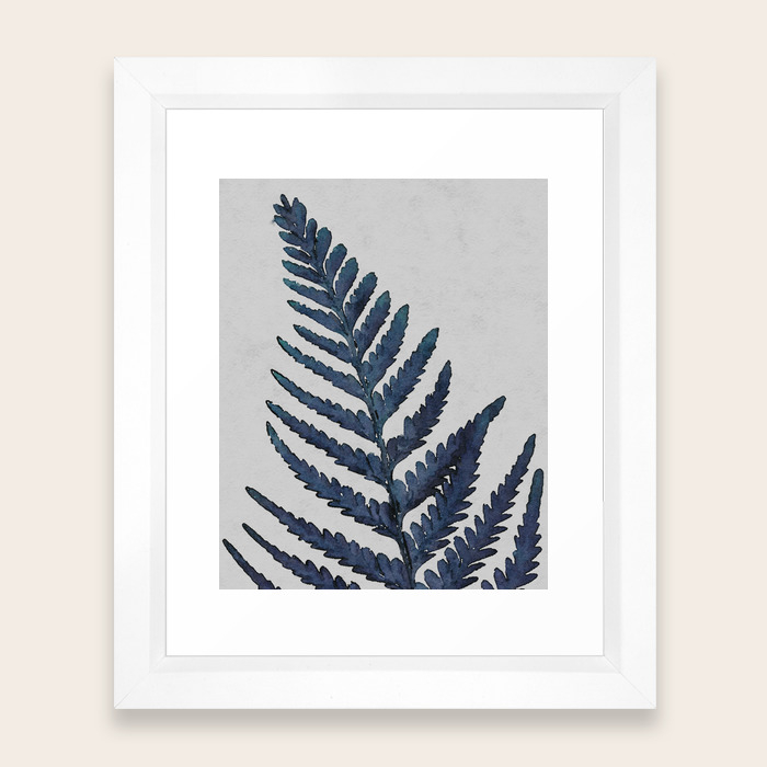 Botanical Indigo Navy Blue Vintage Leaf Fern Watercolor Wall Art Farmhouse Rustic Country Nature Framed Art Print By Rachelelise Society6