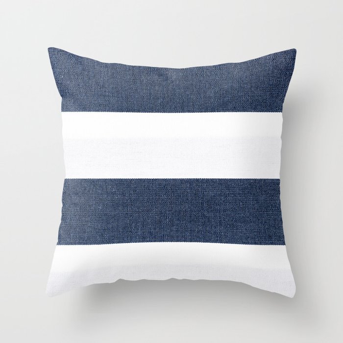 Nautical Blue White Stripes Throw Pillow