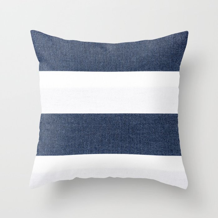 Nautical Blue & White Stripes Throw Pillow
