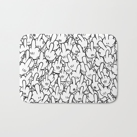 Middle fingers of Mickey Mouse Bath Mat