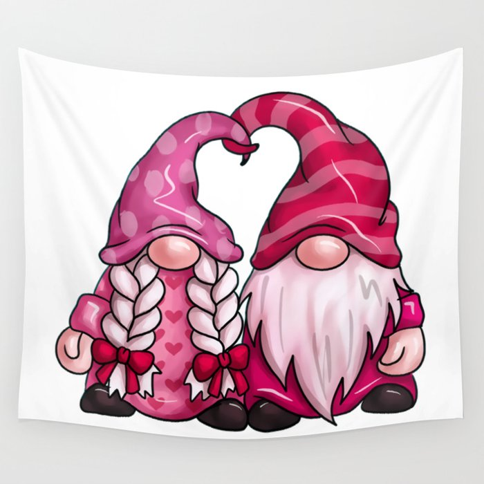 Valentine Gnome - Couple Wall Tapestry