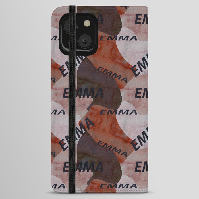  Emma pattern in brown colors and watercolor texture iPhone Wallet Case