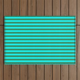 [ Thumbnail: Aqua and Sea Green Lines/Stripes Pattern Outdoor Rug ]