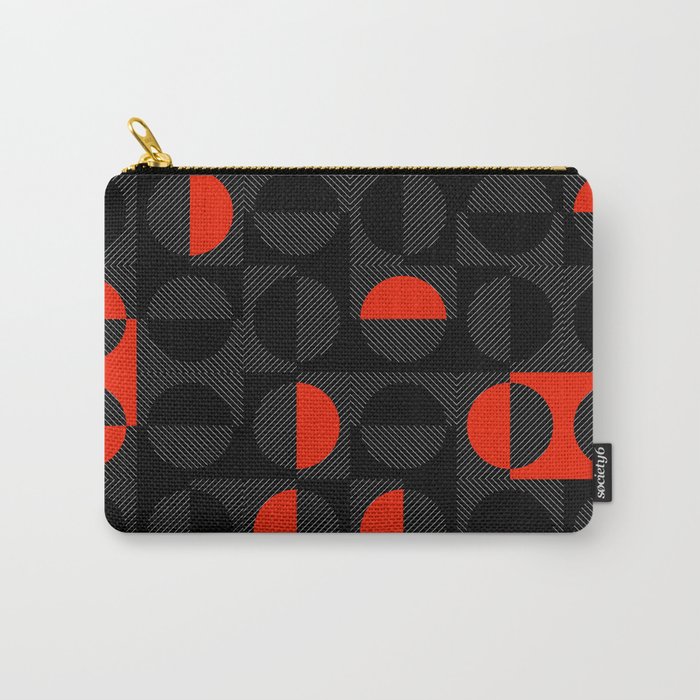 Stripes Circles Squares Mid-Century Checkerboard Black Red White Carry-All Pouch