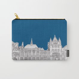 Manchester Museum Drawing (Dark Blue Background) Carry-All Pouch | Uk, Ukcities, Penart, Sketch, Digital, Neogothic, Adamregester, Penandinkdrawing, Museumdrawing, Monochrome 