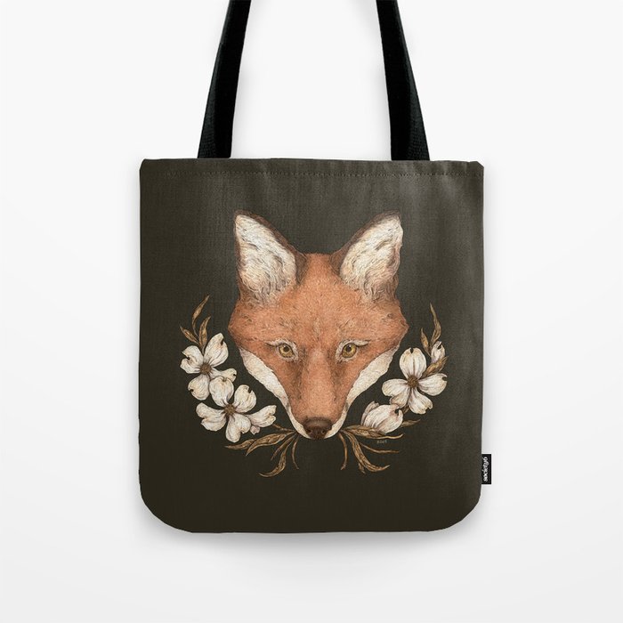 The Fox and Dogwoods Tote Bag