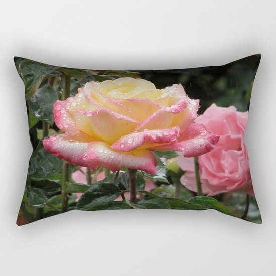 Rose in the Rain Rectangular Pillow