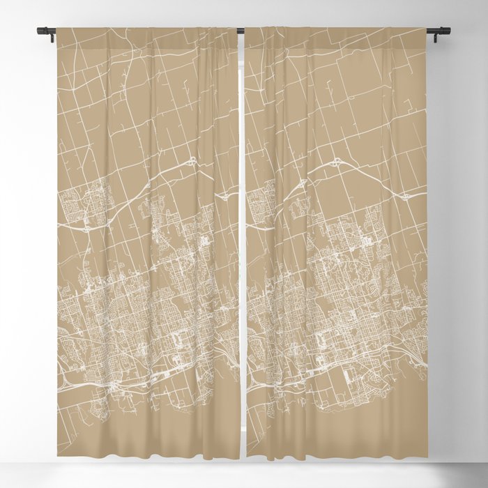 Canada, Oshawa - Artistic Map - Beige Blackout Curtain