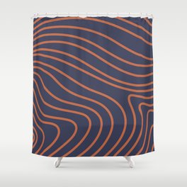 Orange curved stripes in retro style Shower Curtain