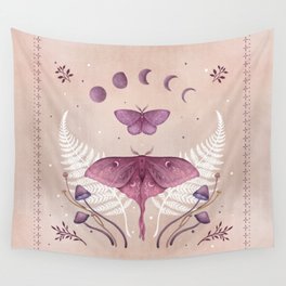 Luna and Emerald - Vintage Pink Wall Tapestry