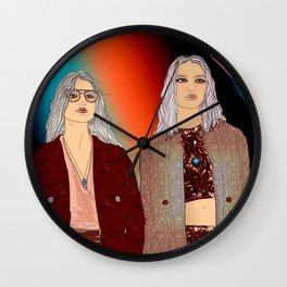 Social Jetlag - Mean Girls Stare, Nice Girls Smile, Digital Art Wall Clock