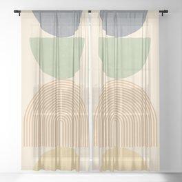 Abstraction_GEOMETRIC_SHAPE_BALANCE_BEIGE_POP_ART_0401A Sheer Curtain