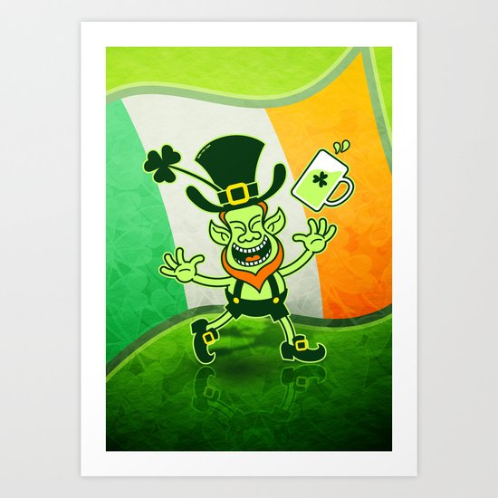 Leprechaun Full of Joy Celebrating St Patrick’s Day Art Print