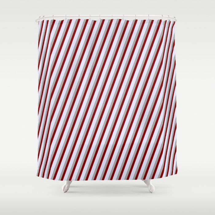 Dark Gray, Maroon, and Lavender Colored Lines/Stripes Pattern Shower Curtain