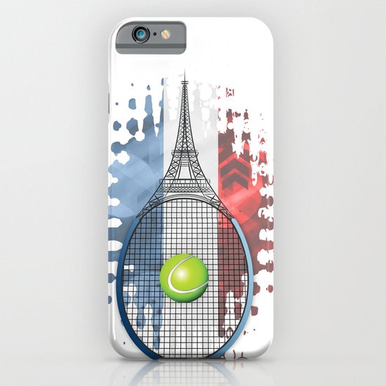 Racquet Eiffel Tower with French flag colors in background iPhone & iPod Case