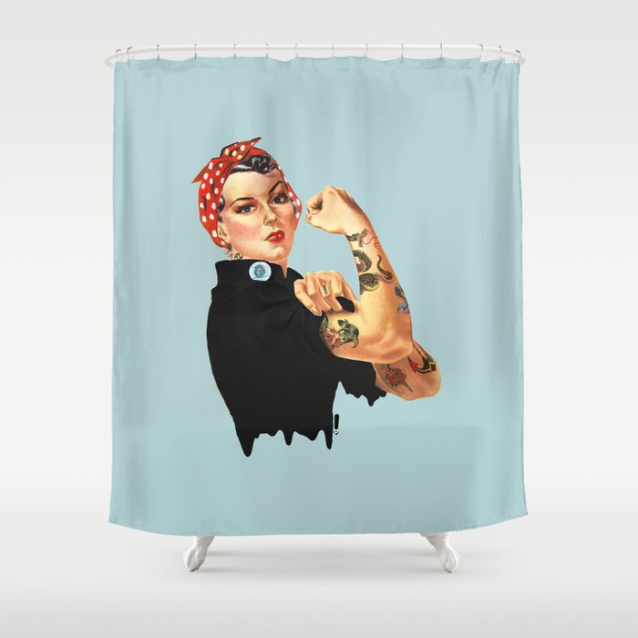 Tattooed Rosie the Riveter Shower Curtain