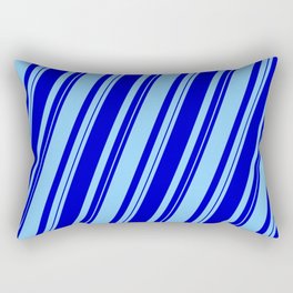 [ Thumbnail: Blue and Light Sky Blue Colored Lined/Striped Pattern Rectangular Pillow ]