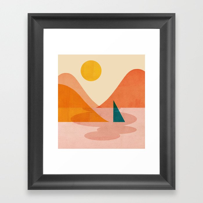 Abstraction_Lake_Sunset Framed Art Print