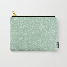 Ava & Charlotte Mint Floral Carry-All Pouch | Modern, Floral, Anemone, Flowers, Light, Female Artist, Mint, Woman, Dogwood, Beautiful 