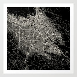 San Jose USA - Black and White City Map Art Print