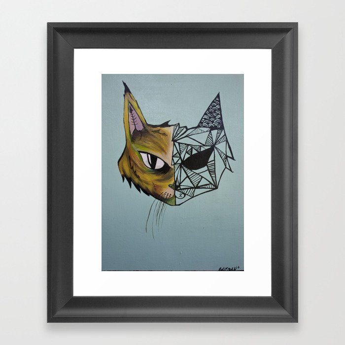 Half Cat Framed Art Print