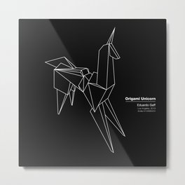 Origami Unicorn Metal Print
