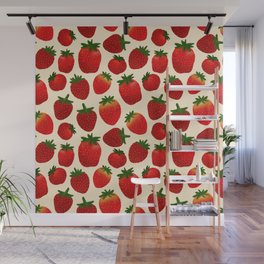Strawberry Fruits Pattern Wall Mural